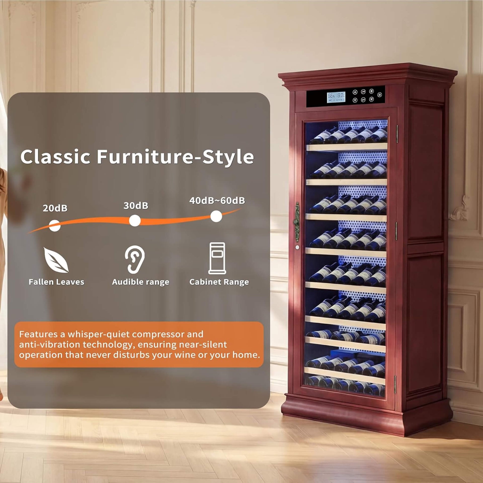 102-Bottle 10.6 Cu.Ft Wine Cooler Cabinet With LED Lighting And Temperature Control (SAK69027)