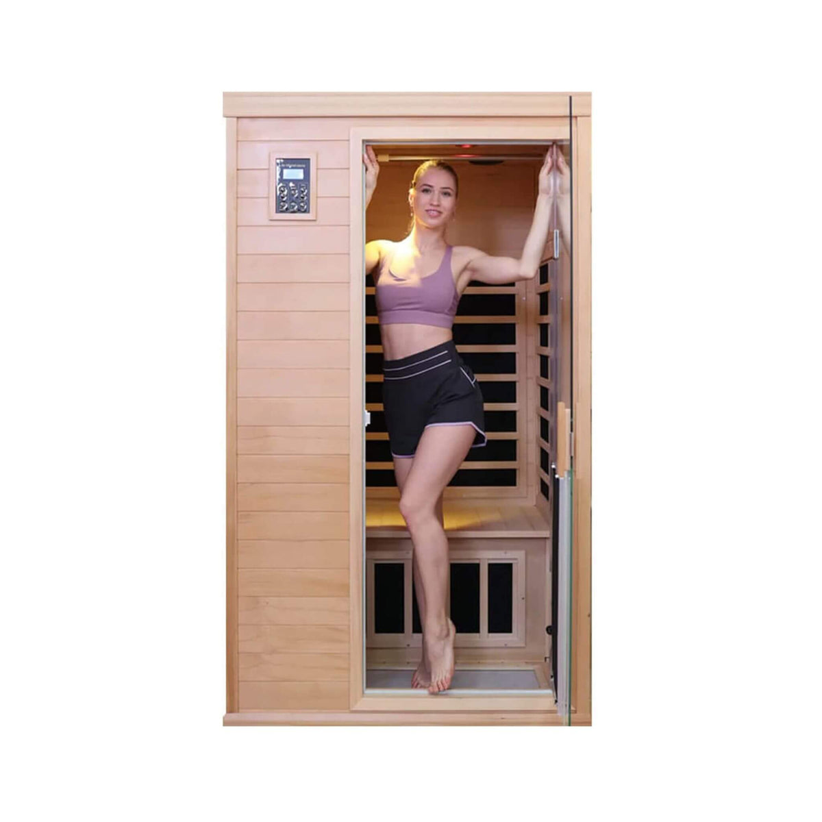 Ivara Luxury 2-Person Hemlock Wood FAR Infrared Sauna Room W/ Glass Door, 1750W (SAK81525)