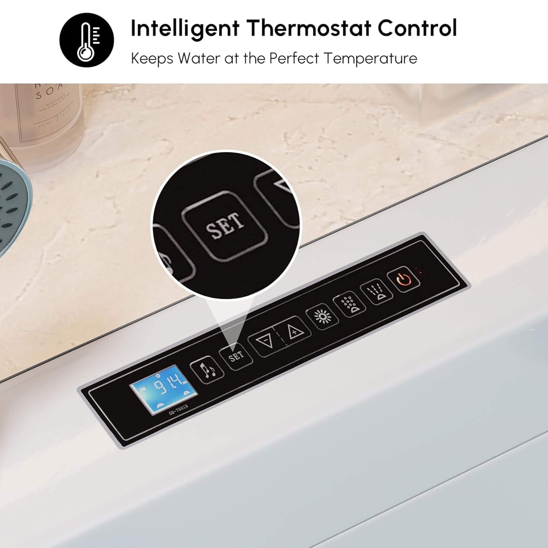 Novara 71-Inch Luxury 2-Person Jetted Whirlpool Tub With Massage And Thermostat Control (SAK24590)