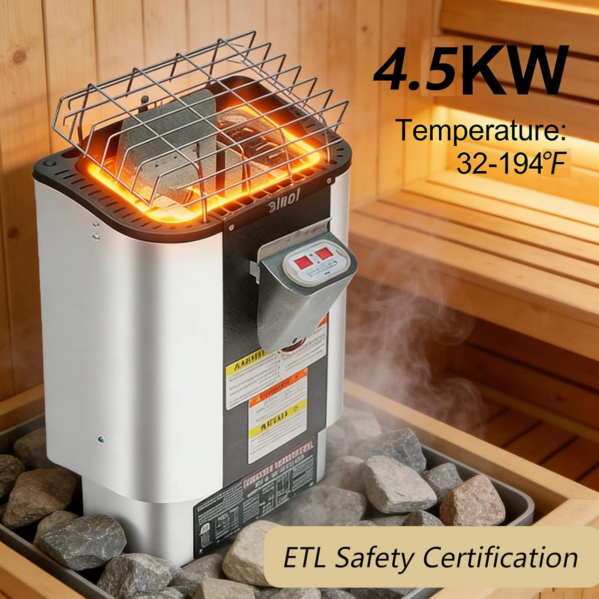 Lund Luxury 2-Person Outdoor Spruce Wood Cube Sauna Kit With 4.5KW Electric Stove (SAK74290)