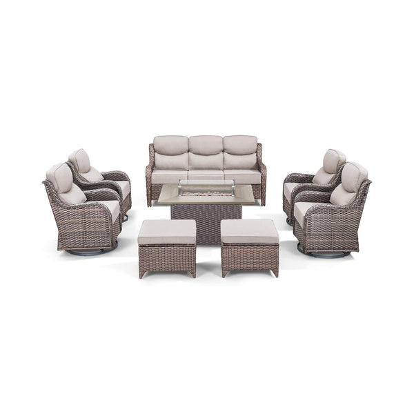 Luxury 8-Piece All-Weather Patio Furniture Set With Fire Pit Table (SAK37512)