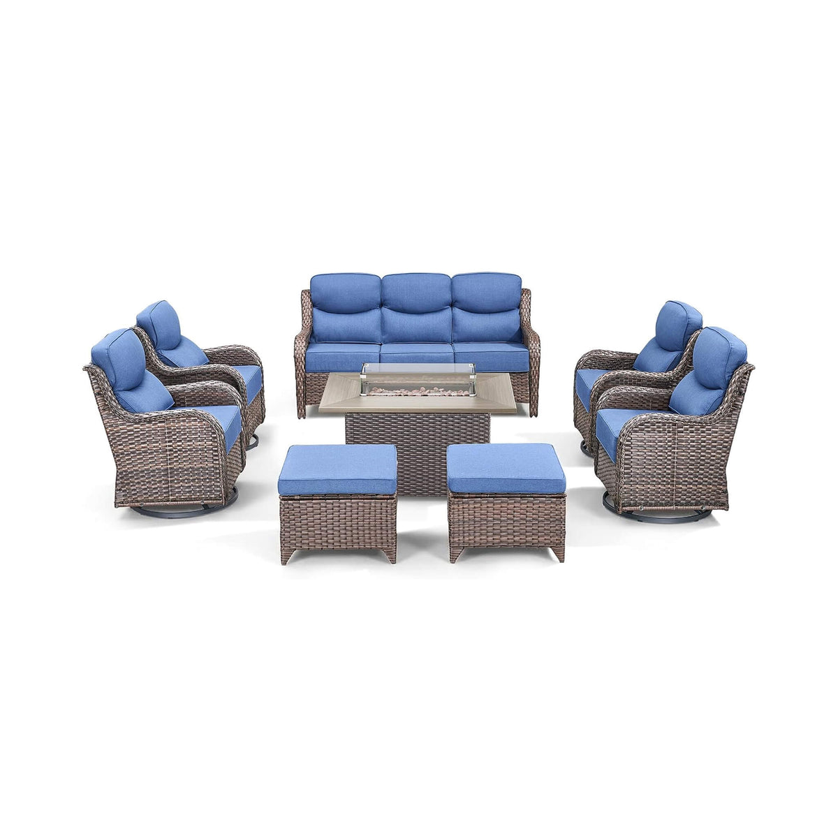 Luxury 8-Piece All-Weather Patio Furniture Set With Fire Pit Table (SAK37512)
