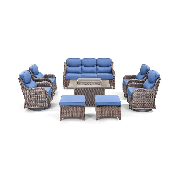 Luxury 8-Piece All-Weather Patio Furniture Set With Fire Pit Table (SAK37512)