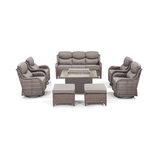 Luxury 8-Piece All-Weather Patio Furniture Set With Fire Pit Table (SAK37512)