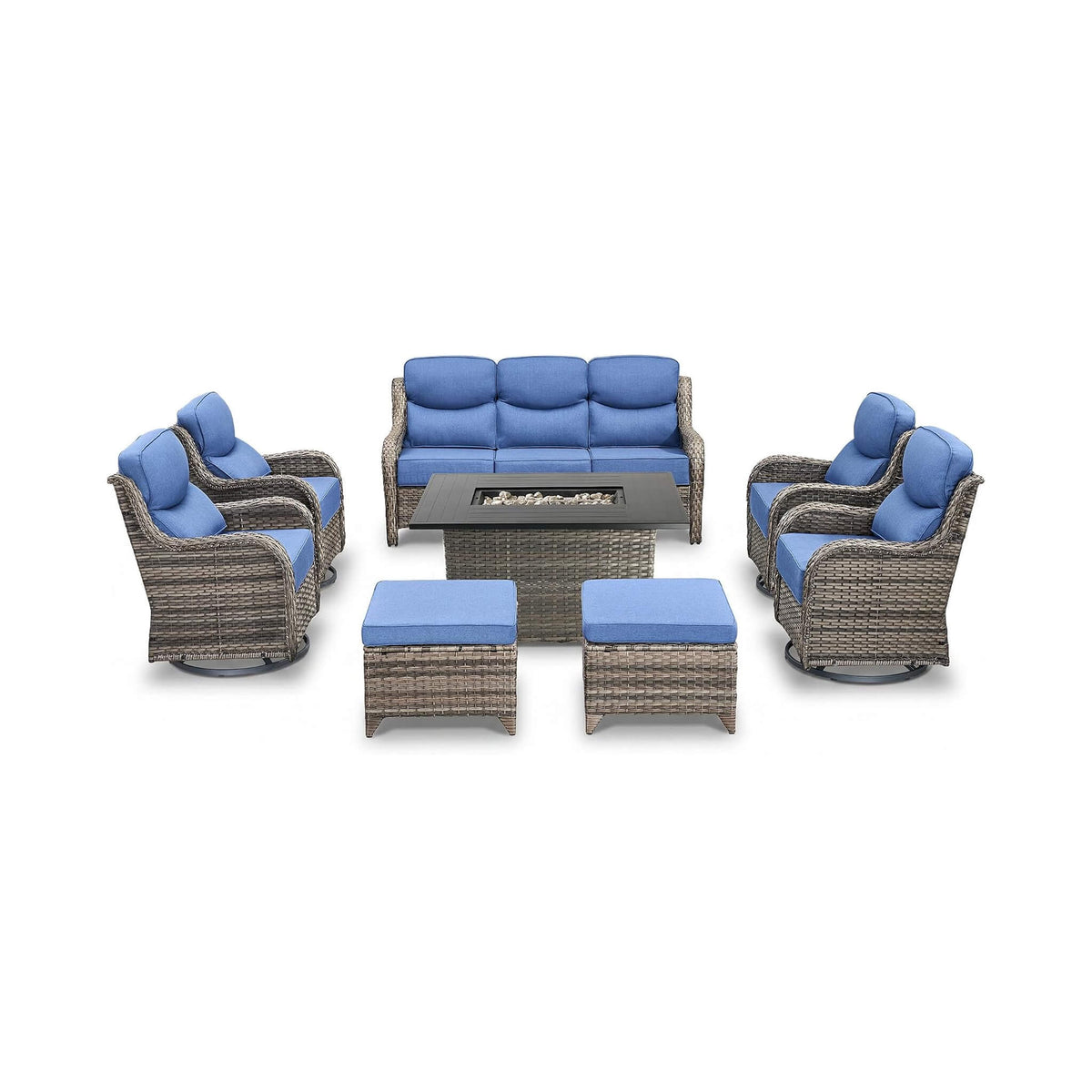 Luxury 8-Piece All-Weather Patio Furniture Set With Fire Pit Table (SAK37512)
