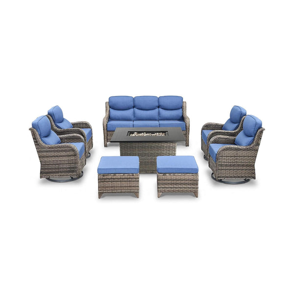 Luxury 8-Piece All-Weather Patio Furniture Set With Fire Pit Table (SAK37512)