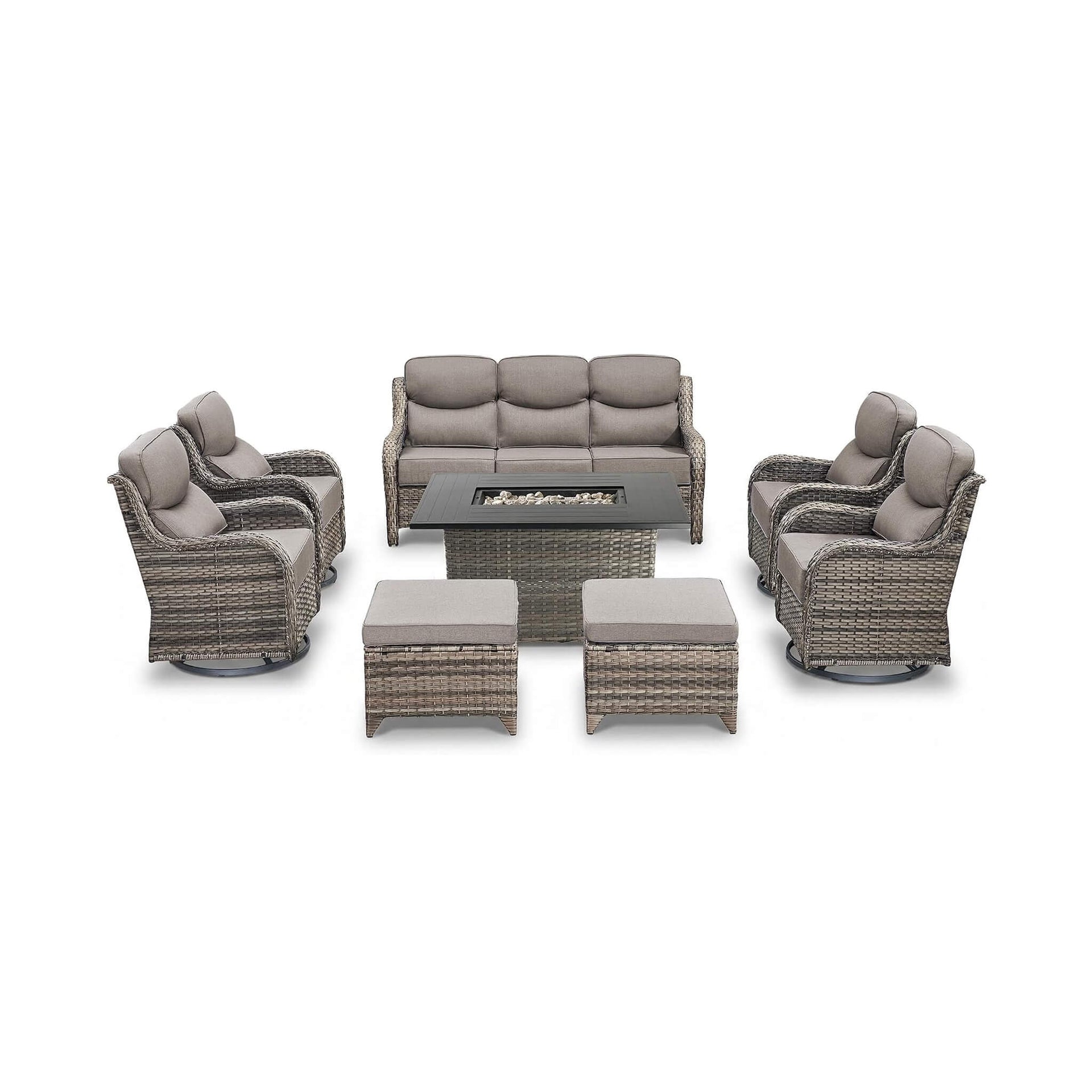 Luxury 8-Piece All-Weather Patio Furniture Set With Fire Pit Table (SAK37512)