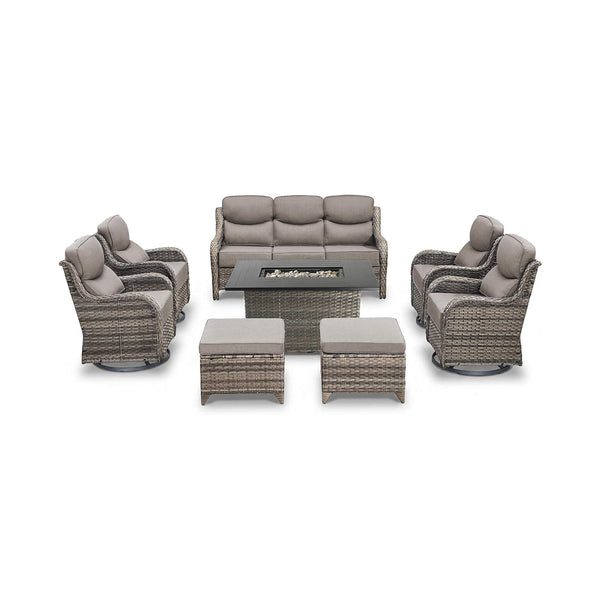 Luxury 8-Piece All-Weather Patio Furniture Set With Fire Pit Table (SAK37512)