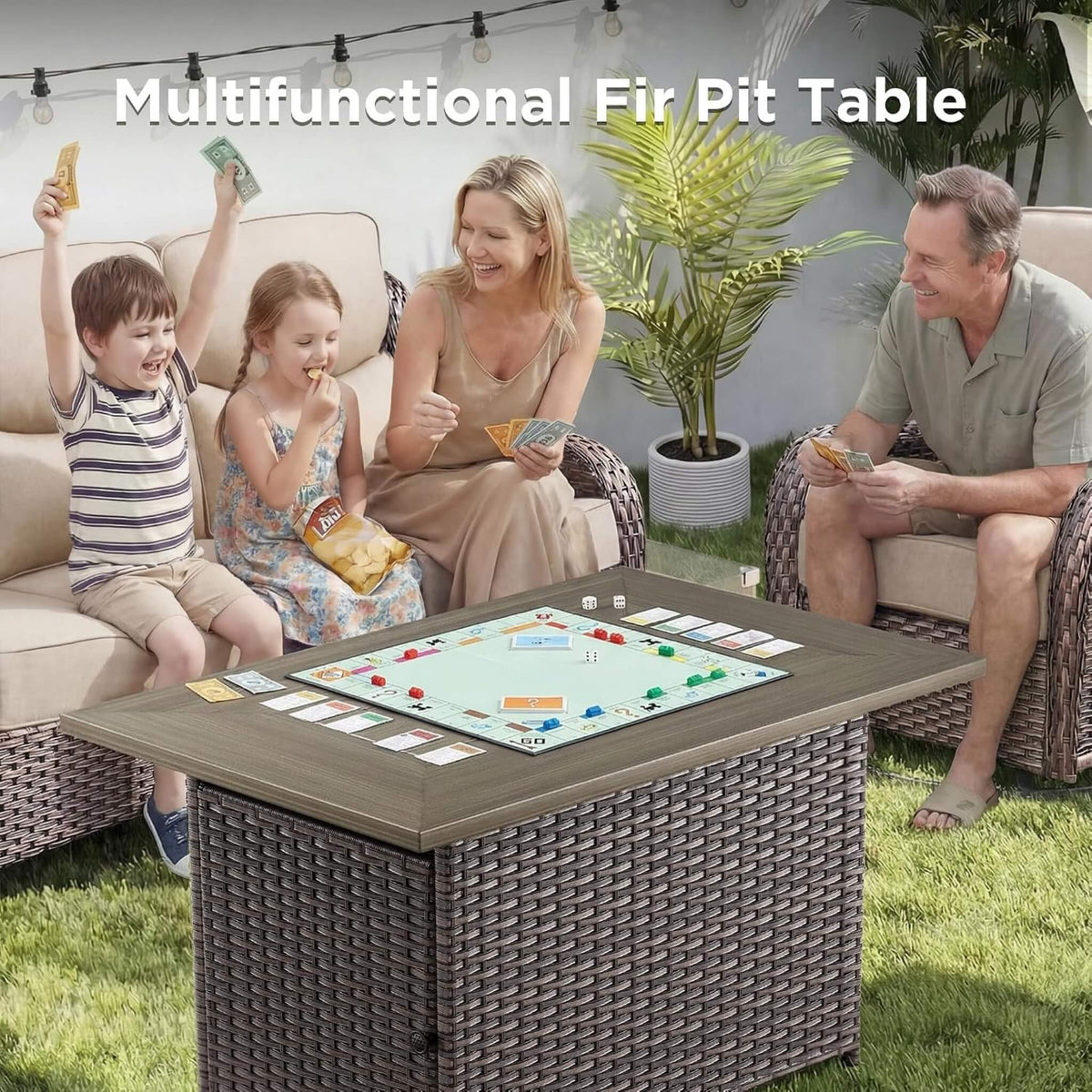 Luxury 8-Piece All-Weather Patio Furniture Set With Fire Pit Table (SAK37512)