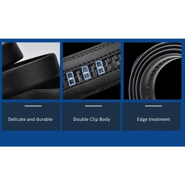 Luxury Automatic Black Genuine Leather Business Belt For Men New Fashion High Quality Black Belts