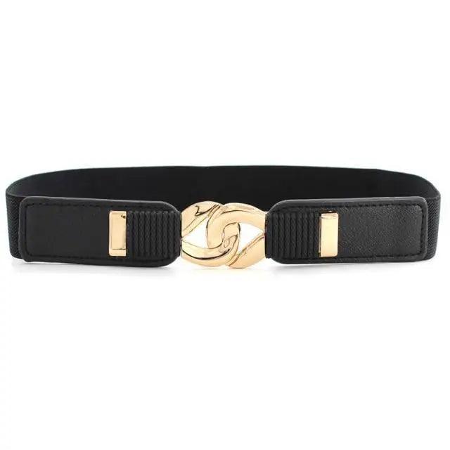 Luxury Black Elastic Women Belt Unique Belt Stretch Waistband Stylish Women Vintage Waist Belts