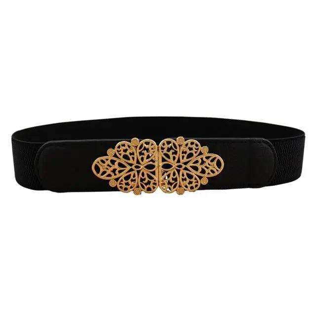 Luxury Black Elastic Women Belt Unique Belt Stretch Waistband Stylish Women Vintage Waist Belts