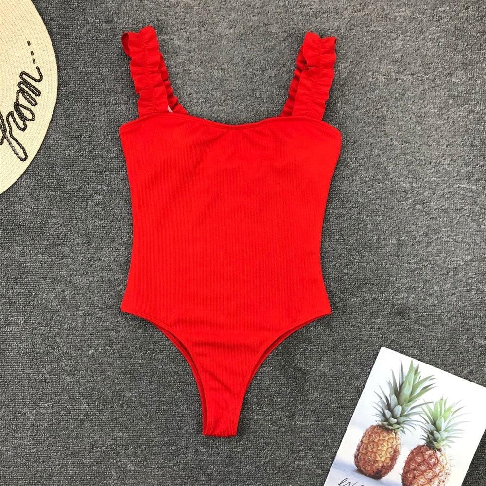 Luxury Black Female Swimsuit Vintage One Piece Ruffled Push Up Tummy Control Swimwear Halter One Piece Slimming Retro Swimsuit Women's Plus Size Push Up Bathing Suit Solid Red Swimwear Women Padded Bathing Suits