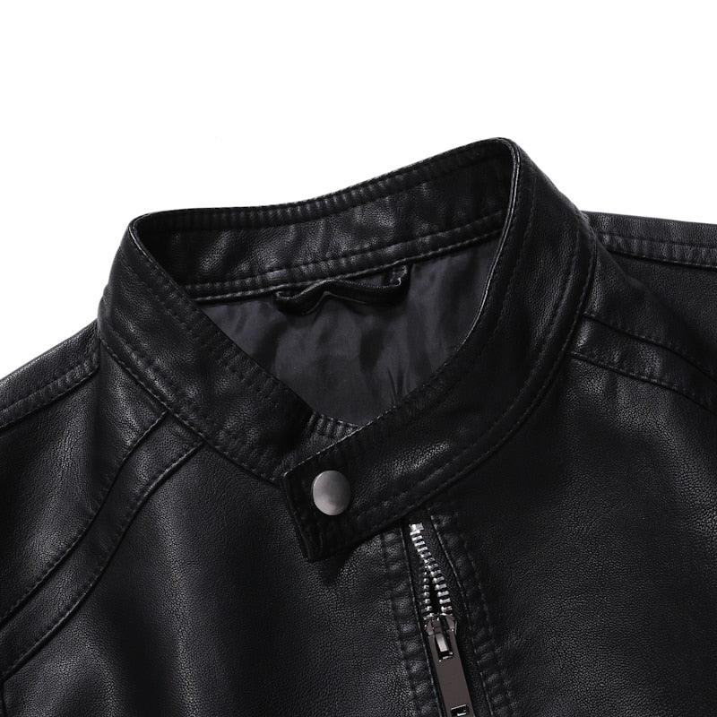 Luxury Black Men Faux Leather Jacket Elegant Motorcycle Men's Jackets Black Warm Business Male PU Leather Coats Men's Leathers Motorcycle Slim Fit Jacket