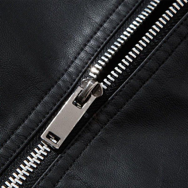 Luxury Black Men Faux Leather Jacket Elegant Motorcycle Men's Jackets Black Warm Business Male PU Leather Coats Men's Leathers Motorcycle Slim Fit Jacket