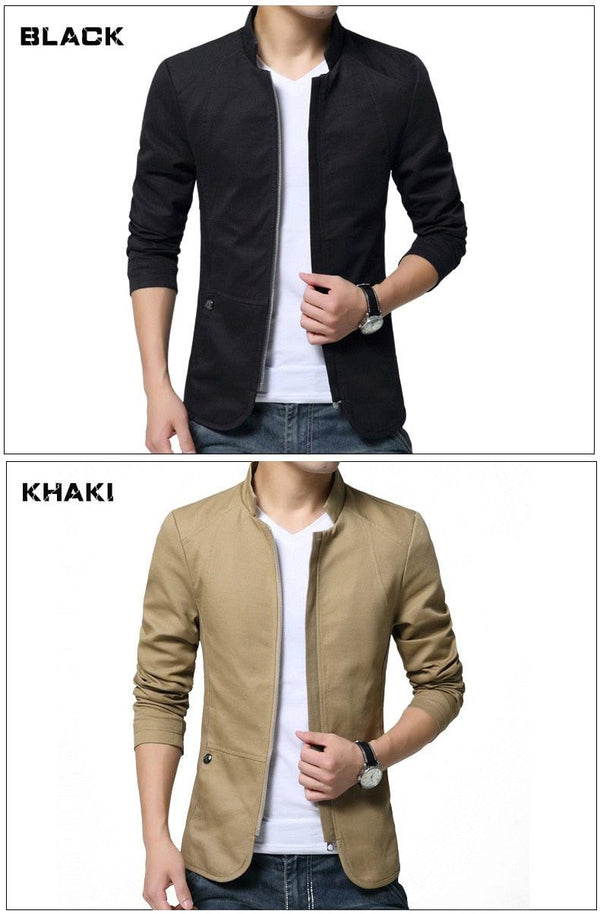 Luxury Black Mens Jacket Fashion Jacket Men Slim Fit Business Casual Male Jackets Warm Outdoor Men's Lightweight Cotton Jacket Elegant Slim Men Solid Color Clothing