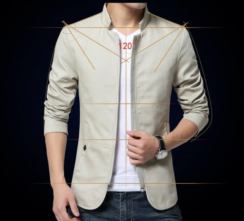 Luxury Black Mens Jacket Fashion Jacket Men Slim Fit Business Casual Male Jackets Warm Outdoor Men's Lightweight Cotton Jacket Elegant Slim Men Solid Color Clothing