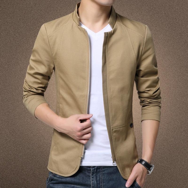 Luxury Black Mens Jacket Fashion Jacket Men Slim Fit Business Casual Male Jackets Warm Outdoor Men's Lightweight Cotton Jacket Elegant Slim Men Solid Color Clothing