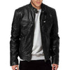 Luxury Black Motorcycle Jacket Classic Mens Slim Fit Short-Coat Collar PU Jackets Leather Jacket Vintage Collar Motorcycle PU Leather Winter Autumn Elegant Windproof Leather Coat For Men
