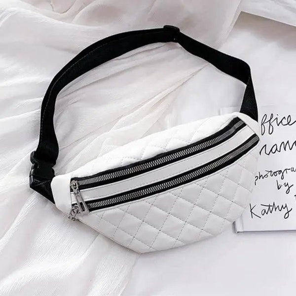 Luxury Black  PU Leather Fashion Women Waist Bag Waterproof Fanny Pack Beautiful Design Fanny Pack Cool Travel Waist Bag