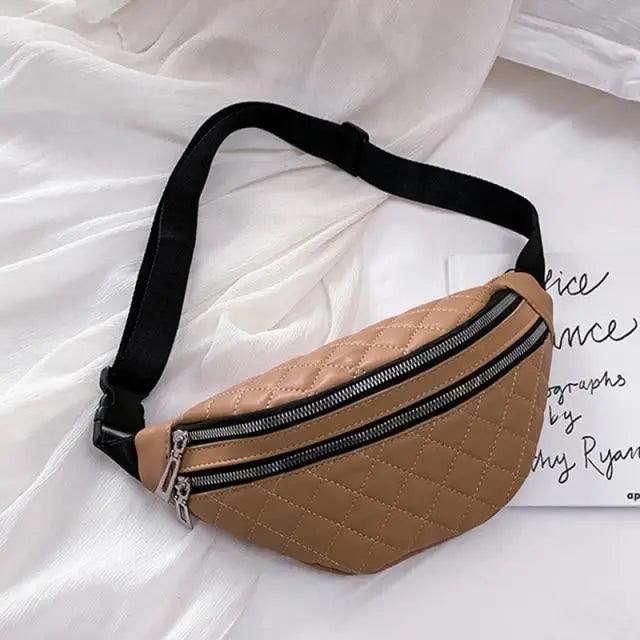 Luxury Black  PU Leather Fashion Women Waist Bag Waterproof Fanny Pack Beautiful Design Fanny Pack Cool Travel Waist Bag