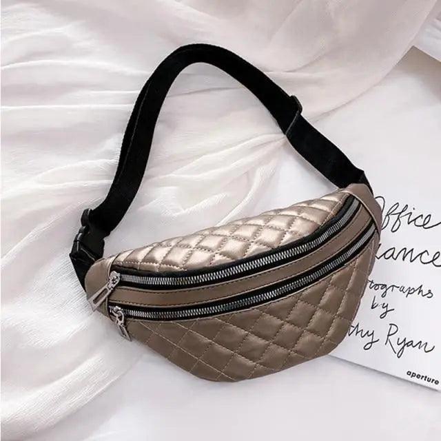Luxury Black  PU Leather Fashion Women Waist Bag Waterproof Fanny Pack Beautiful Design Fanny Pack Cool Travel Waist Bag