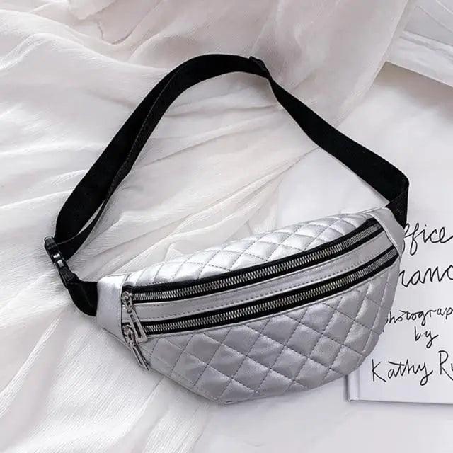 Luxury Black  PU Leather Fashion Women Waist Bag Waterproof Fanny Pack Beautiful Design Fanny Pack Cool Travel Waist Bag