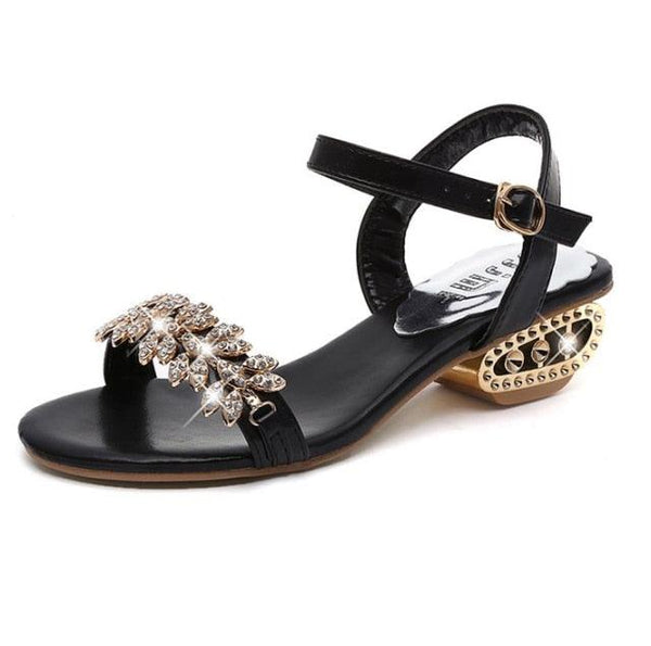 Luxury Black Shiny Women Summer Beach Sandals Fashion Women Rhinestone Outdoor Slippers Rhinestone Glitter Square Toe Ring Elastic Slingback Flat Casual Summer Beach Sandals