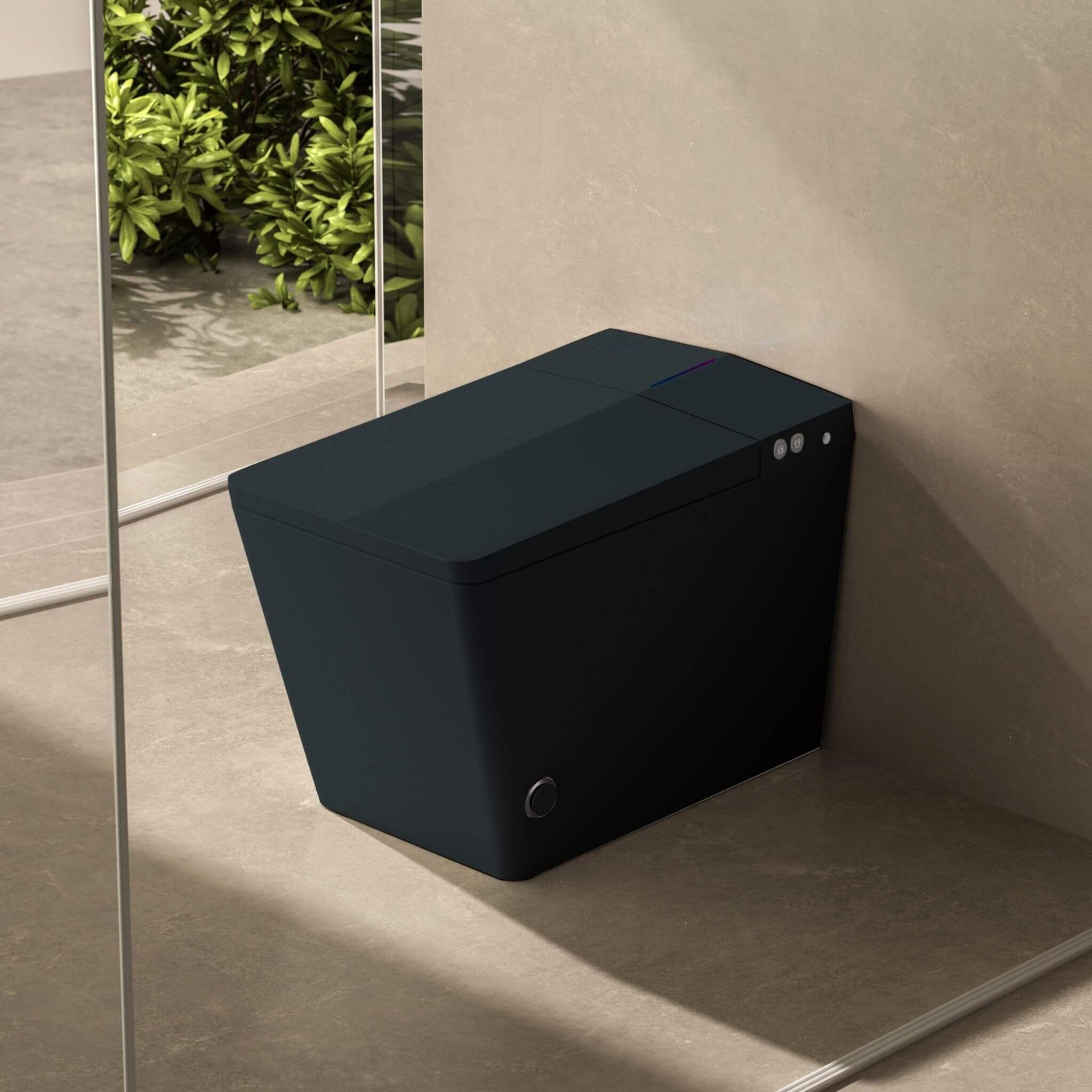 Luxury Black Square Smart Toilet With Bidet, Remote, And Heated Seat (SAK45183)