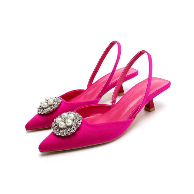 Luxury Black Straps Black Shoes For Women Shallow Summer Heels Beige Elastic Band Low Pointed Closed Flat Rhinestone Slip-on Shoes Flats Outdoor Walking Slippers