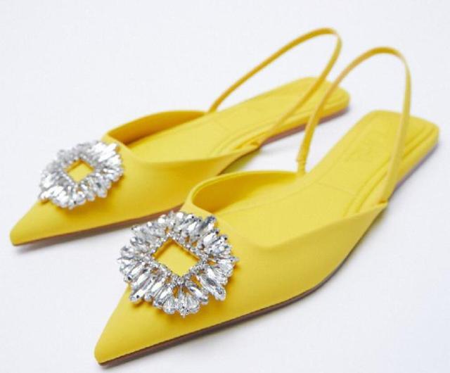 Luxury Black Straps Black Shoes For Women Shallow Summer Heels Beige Elastic Band Low Pointed Closed Flat Rhinestone Slip-on Shoes Flats Outdoor Walking Slippers