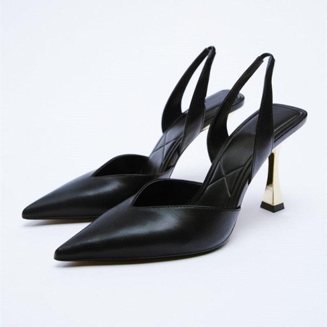 Luxury Black Straps Black Shoes For Women Shallow Summer Heels Beige Elastic Band Low Pointed Closed Flat Rhinestone Slip-on Shoes Flats Outdoor Walking Slippers