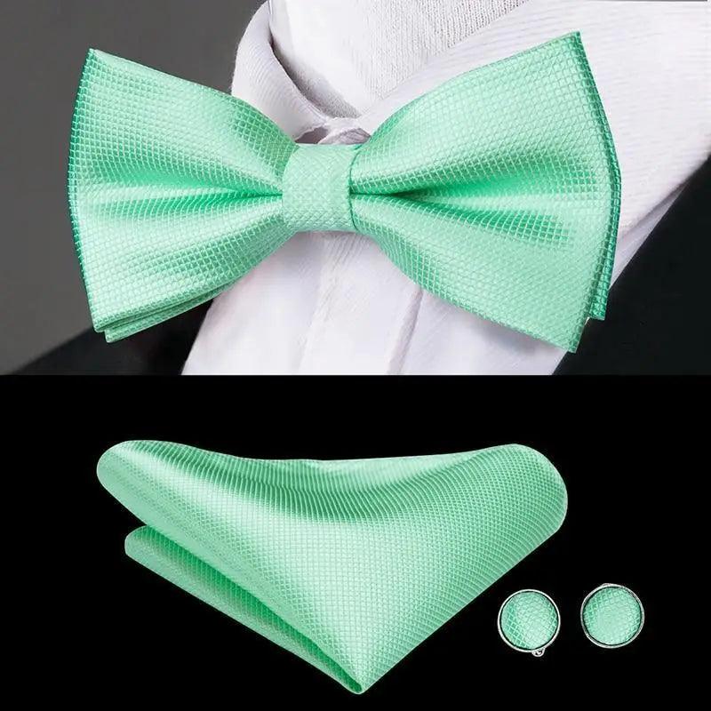 Luxury Butterfly Beige Silk Bow Ties For Men Gentlemens Cufflinks Set Elegant Design Wedding Party Bowties For Tuxedo Excellent Gift For Prom