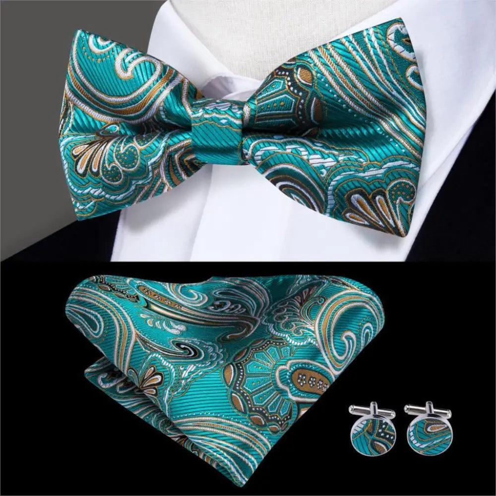 Luxury Butterfly Beige Silk Bow Ties For Men Gentlemens Cufflinks Set Elegant Design Wedding Party Bowties For Tuxedo Excellent Gift For Prom