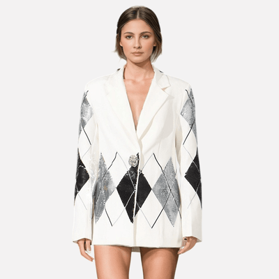 Luxury casual small suit with fashionable patchwork sequin design one button suit jacket for women