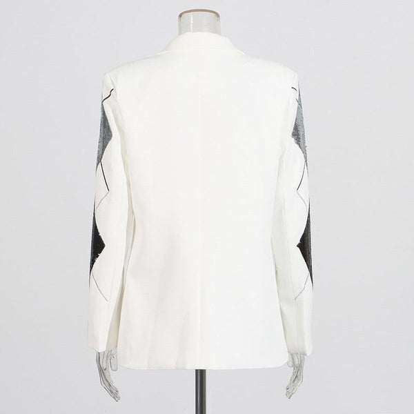 Luxury casual small suit with fashionable patchwork sequin design one button suit jacket for women