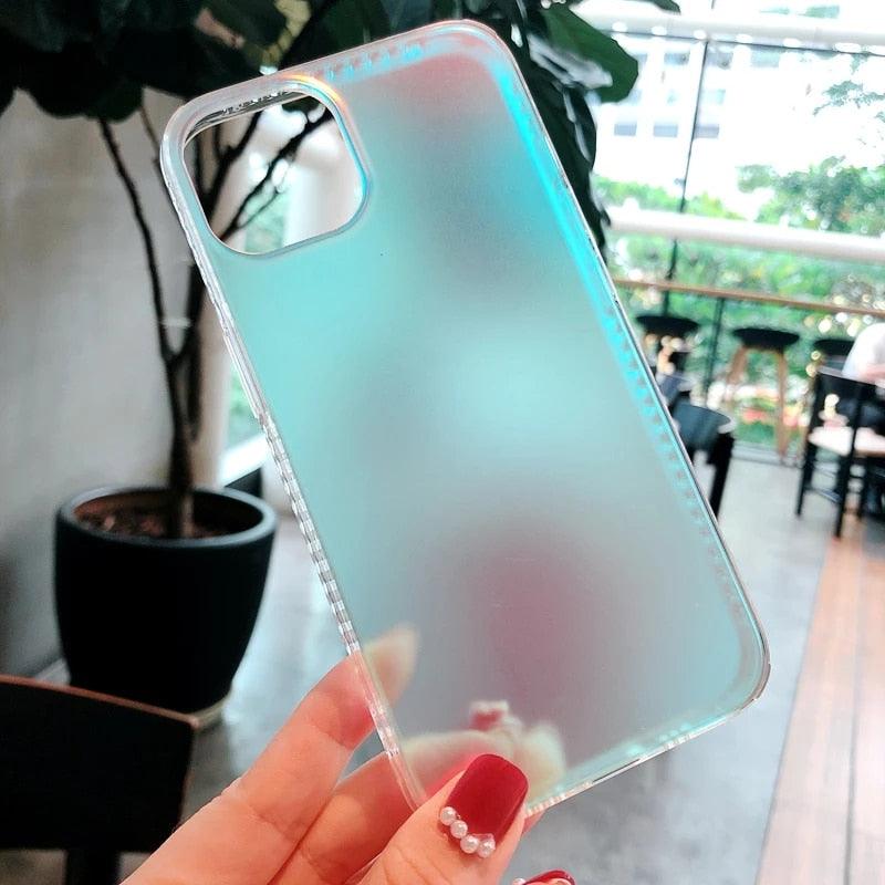 Luxury Colorful Phone Case for iPhone 14 13 Pro Max 12 11 XS X XR 7 Plus 12 13 Mini Shockproof Clear Protective Case Shock-Absorbing Bright Cover Shiny Finish Back Cover