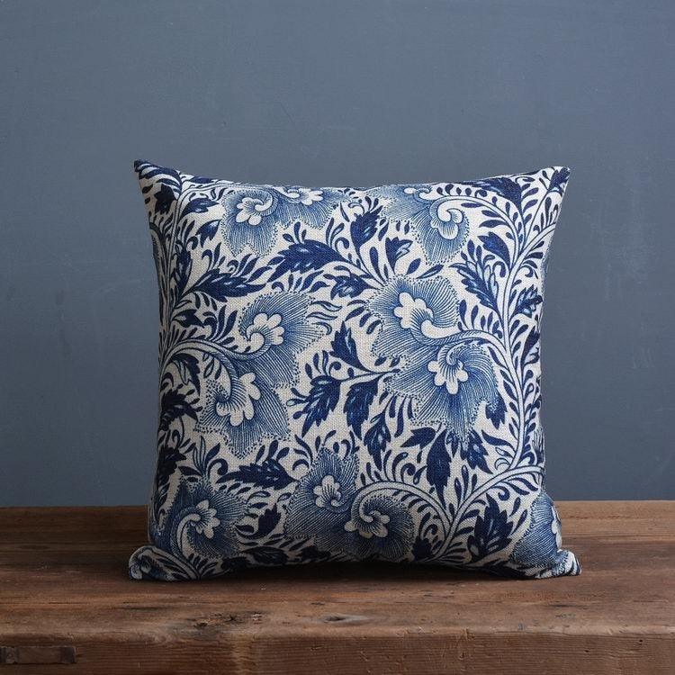 Luxury Decorative Throw Square Linen Pillowcase Blue And White Flower Bedroom Room Sofa Porcelain Printed Cushion Cover Decorative Sofa Throw Pillow Car Chair Home Decor Pillow Case Soft Design