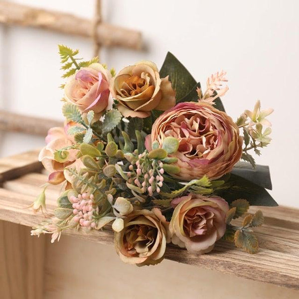 Luxury Fake Flowers Artificial Silk Roses High Quality Big Bouquet For Office Parties Bridal and Wedding Decoration Artificial Rose Flowers Bouquet Silk Flowers Rose for Home Bridal Wedding Party Festival Decor