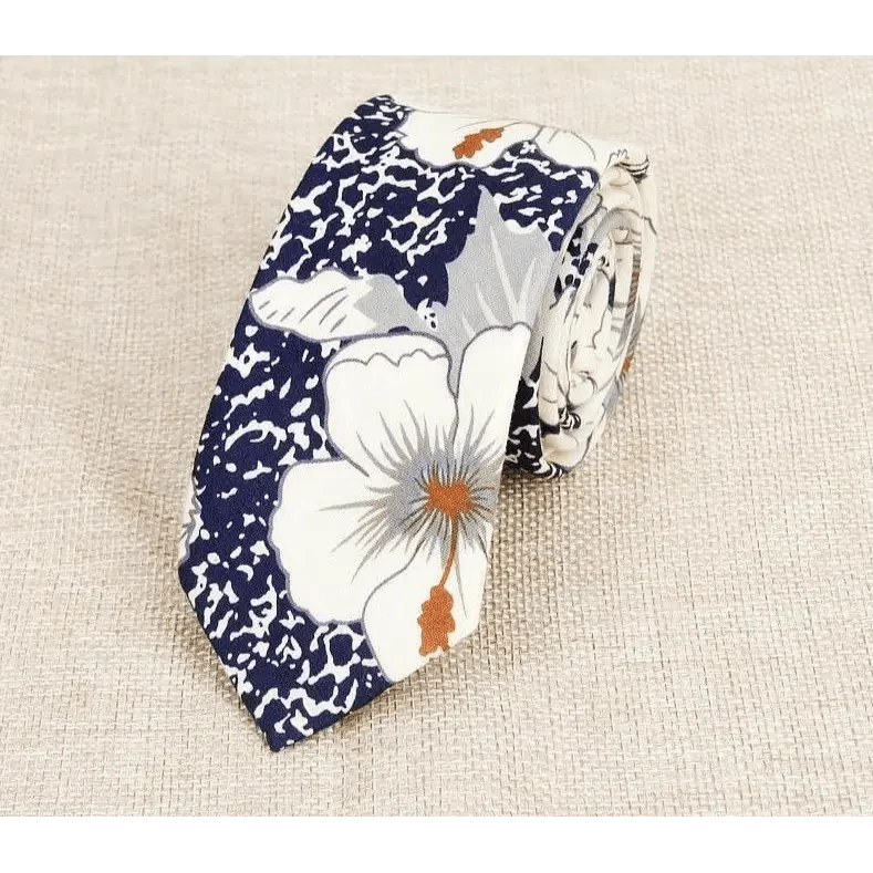 Luxury Flower Handmade Cotton Ties For Men Classic Colorful Printed Floral Designs Necktie For Wedding