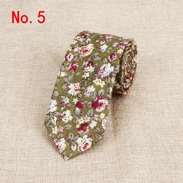 Luxury Flower Handmade Cotton Ties For Men Classic Colorful Printed Floral Designs Necktie For Wedding