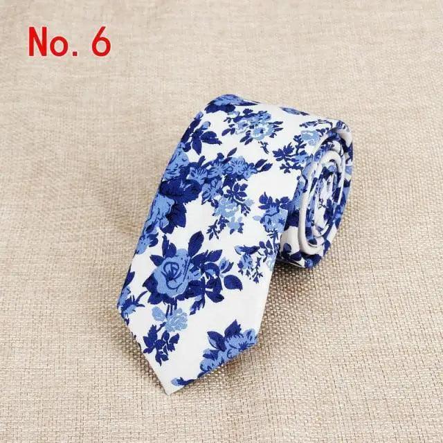 Luxury Flower Handmade Cotton Ties For Men Classic Colorful Printed Floral Designs Necktie For Wedding