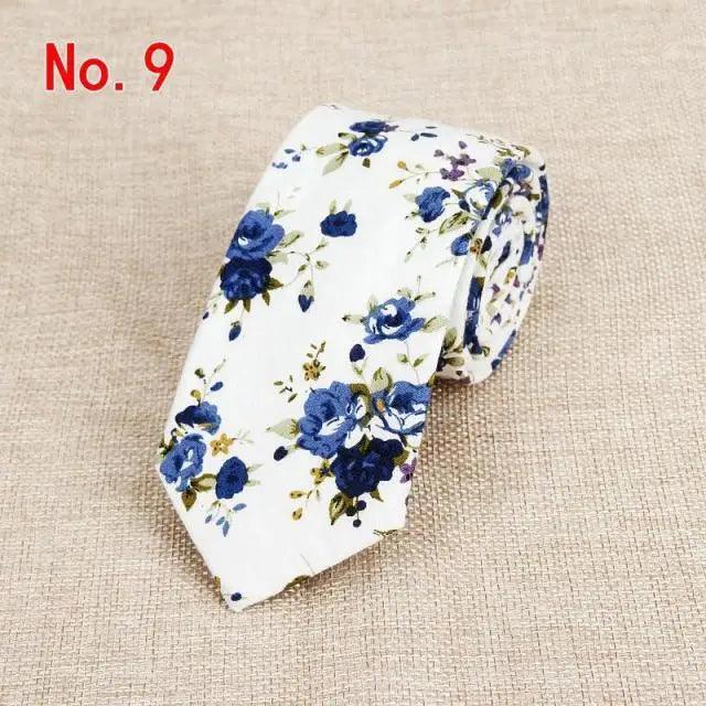 Luxury Flower Handmade Cotton Ties For Men Classic Colorful Printed Floral Designs Necktie For Wedding