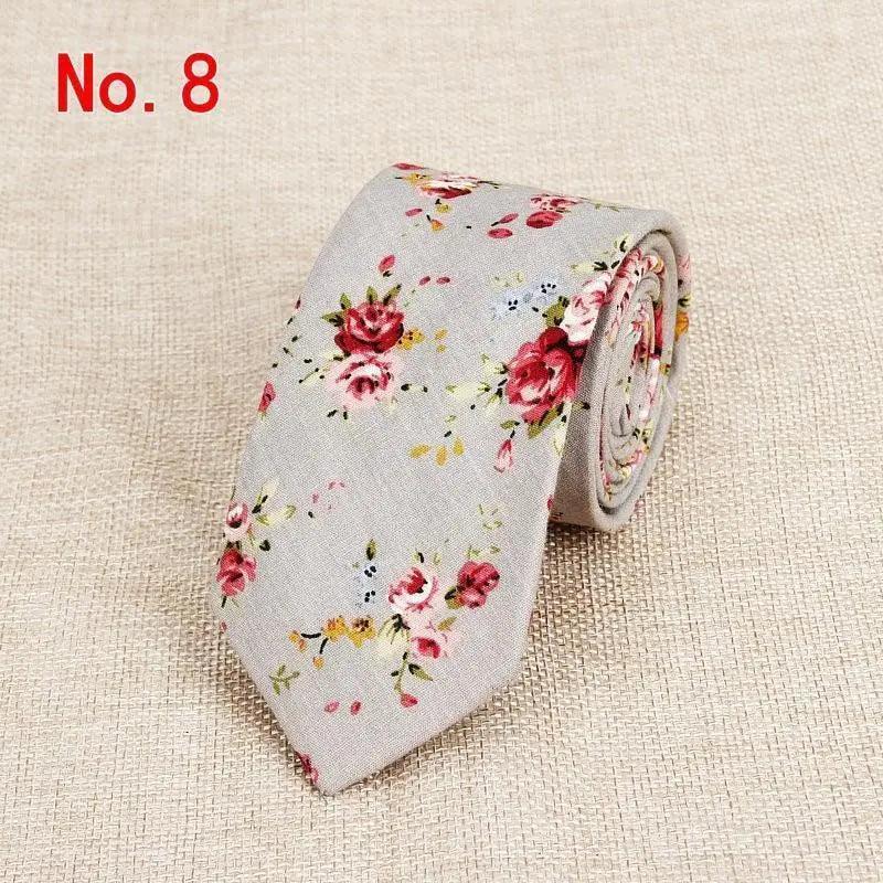 Luxury Flower Handmade Cotton Ties For Men Classic Colorful Printed Floral Designs Necktie For Wedding