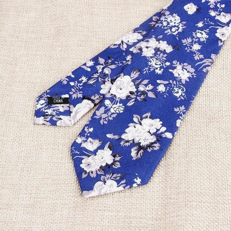Luxury Flower Handmade Cotton Ties For Men Classic Colorful Printed Floral Designs Necktie For Wedding