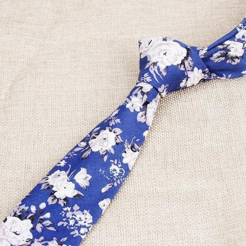 Luxury Flower Handmade Cotton Ties For Men Classic Colorful Printed Floral Designs Necktie For Wedding