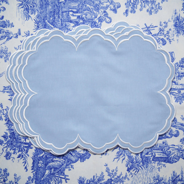 AQUELLE BABY BLUE RECTANGLE FABRIC PLACEMAT (Set Of 4)
