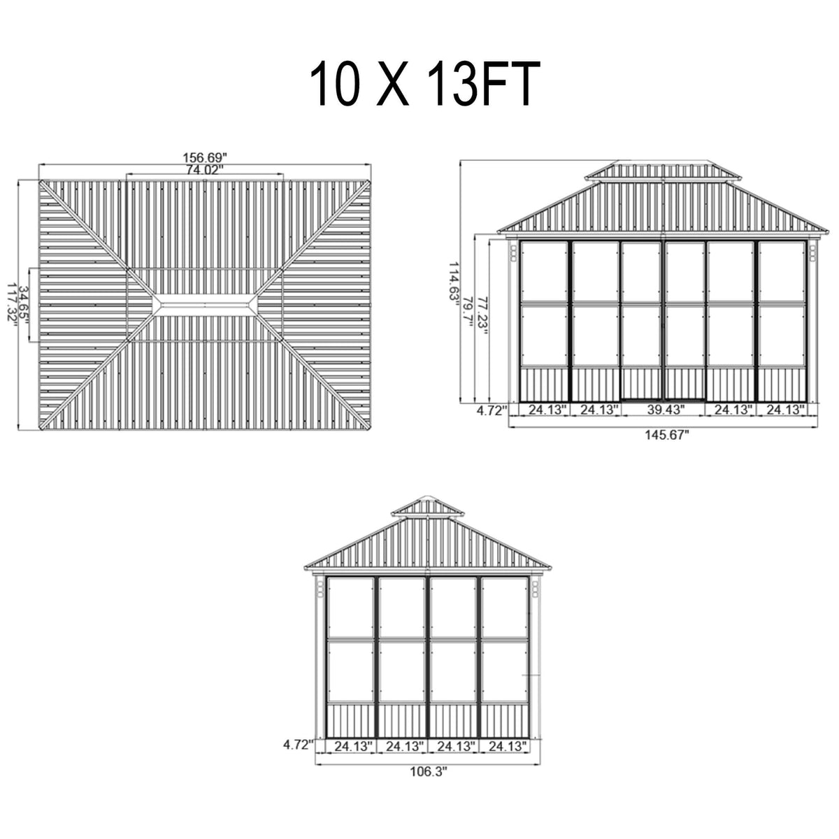 Oasis Luxury Heavy-Duty Hardtop Sunroom With Aluminum Frame And LED Lights (SAK79102)
