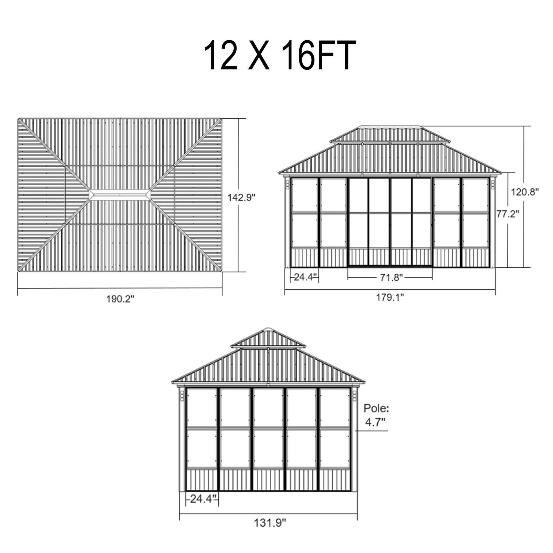 Oasis Luxury Heavy-Duty Hardtop Sunroom With Aluminum Frame And LED Lights (SAK79102)