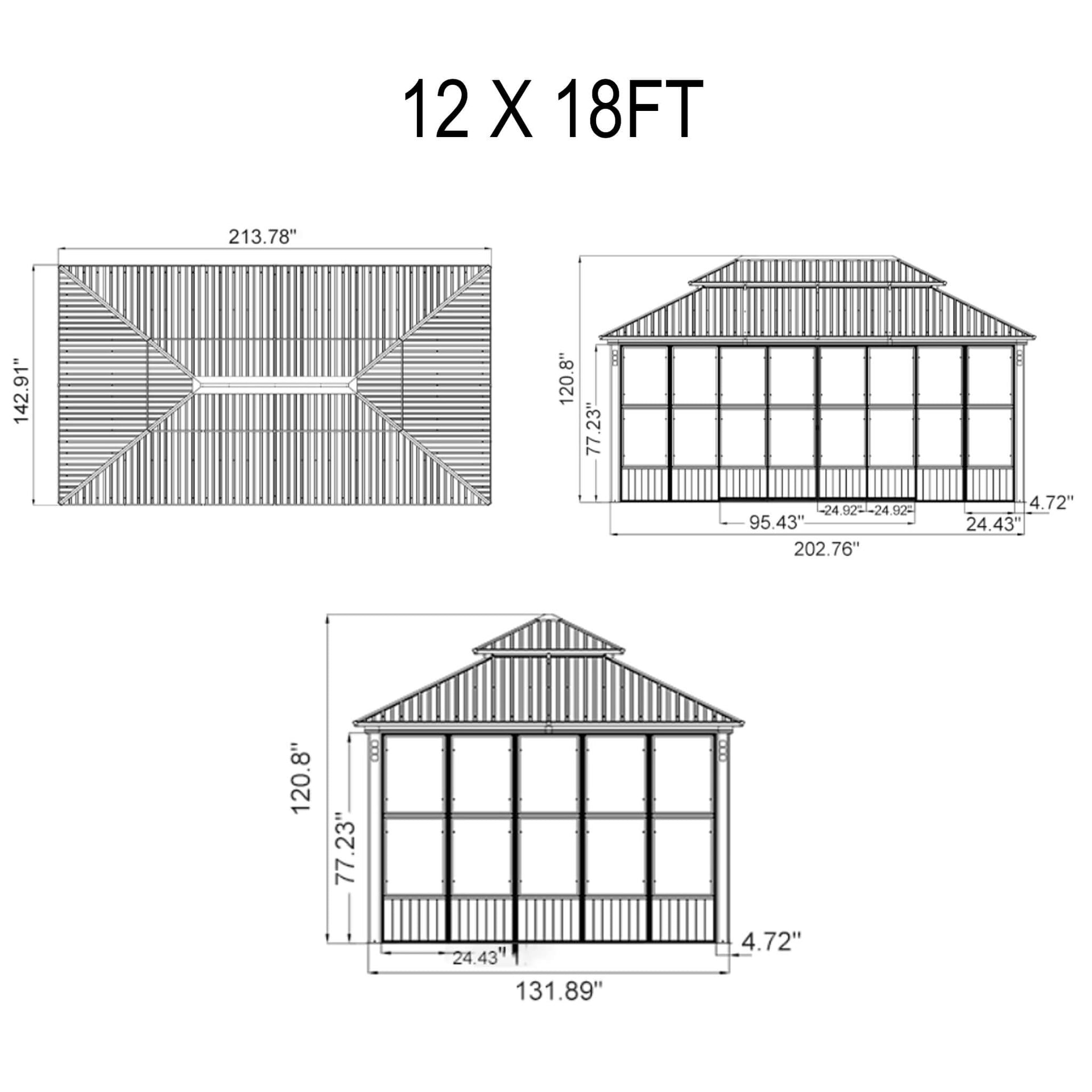 Oasis Luxury Heavy-Duty Hardtop Sunroom With Aluminum Frame And LED Lights (SAK79102)